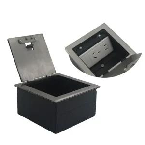 Single Panels Stainless Steel Floor Box with 180-degree flippable top plate for raised flooring in offices and data centers