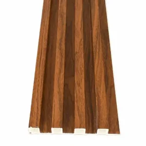 WPC Fluted Wall Panel in Walnut finish for modern interior walls and ceilings